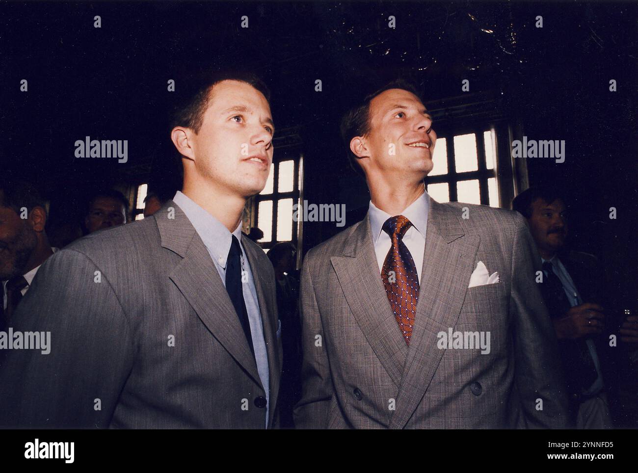 Hilleroed/nordseeland /dänemark/Dänemark/25. juni 1998Historisches Archiv FotosKönigin Margreth II. Von dänemark mit Kronprinz frederiks und jetzt König frederiks mit rince Jochim oder Schloss frederiksberg Foto. Bilder von Francis Joseph Dean/Dean sind nicht für kommerzielle Zwecke bestimmt Stockfoto