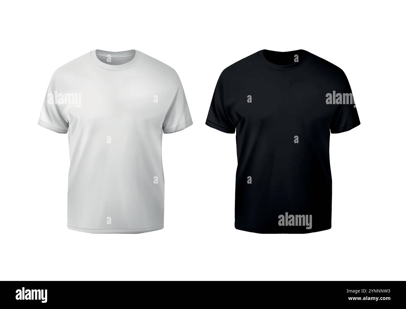 Schwarz-weißes Baumwoll-T-Shirt mit Mockup vorne und hinten Stock Vektor