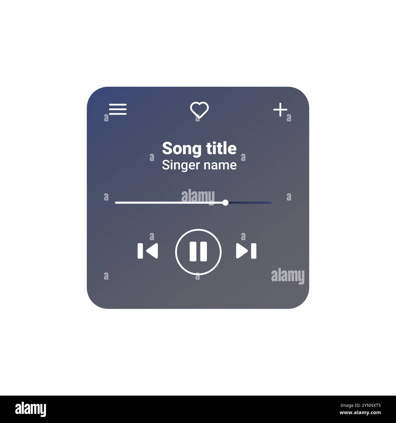 Benutzeroberfläche des Gradient Music Players zur einfachen Steuerung von Titeln und Wiedergabelisten. Stock Vektor