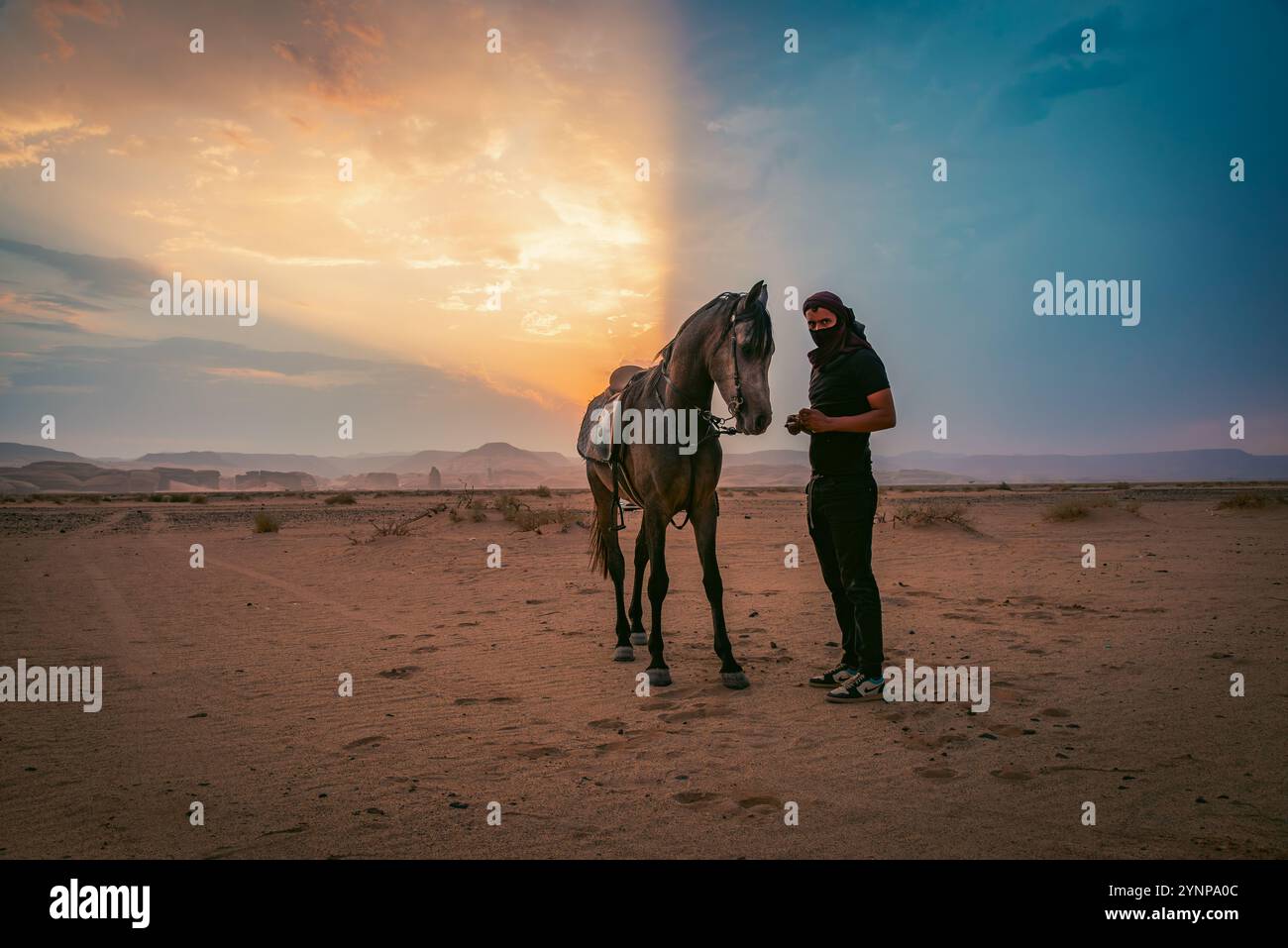 Tabuk Landschaft während Sonnenuntergang Stockfoto