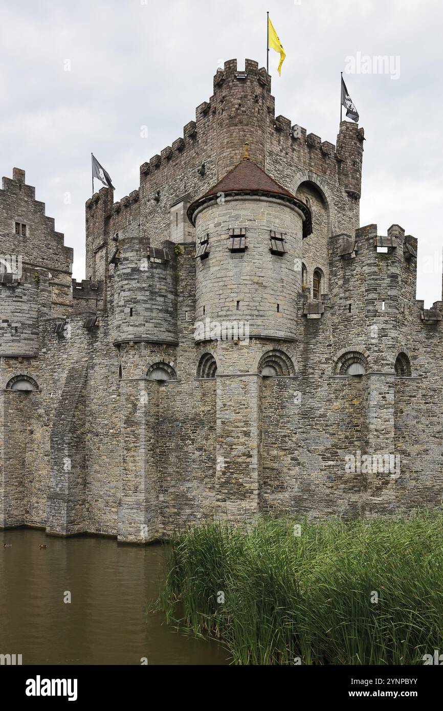 Schloss Gravensteen, Deutsche Burg Grafenstein, Wasserburg, Gent, Flandern, Belgien, Europa Stockfoto