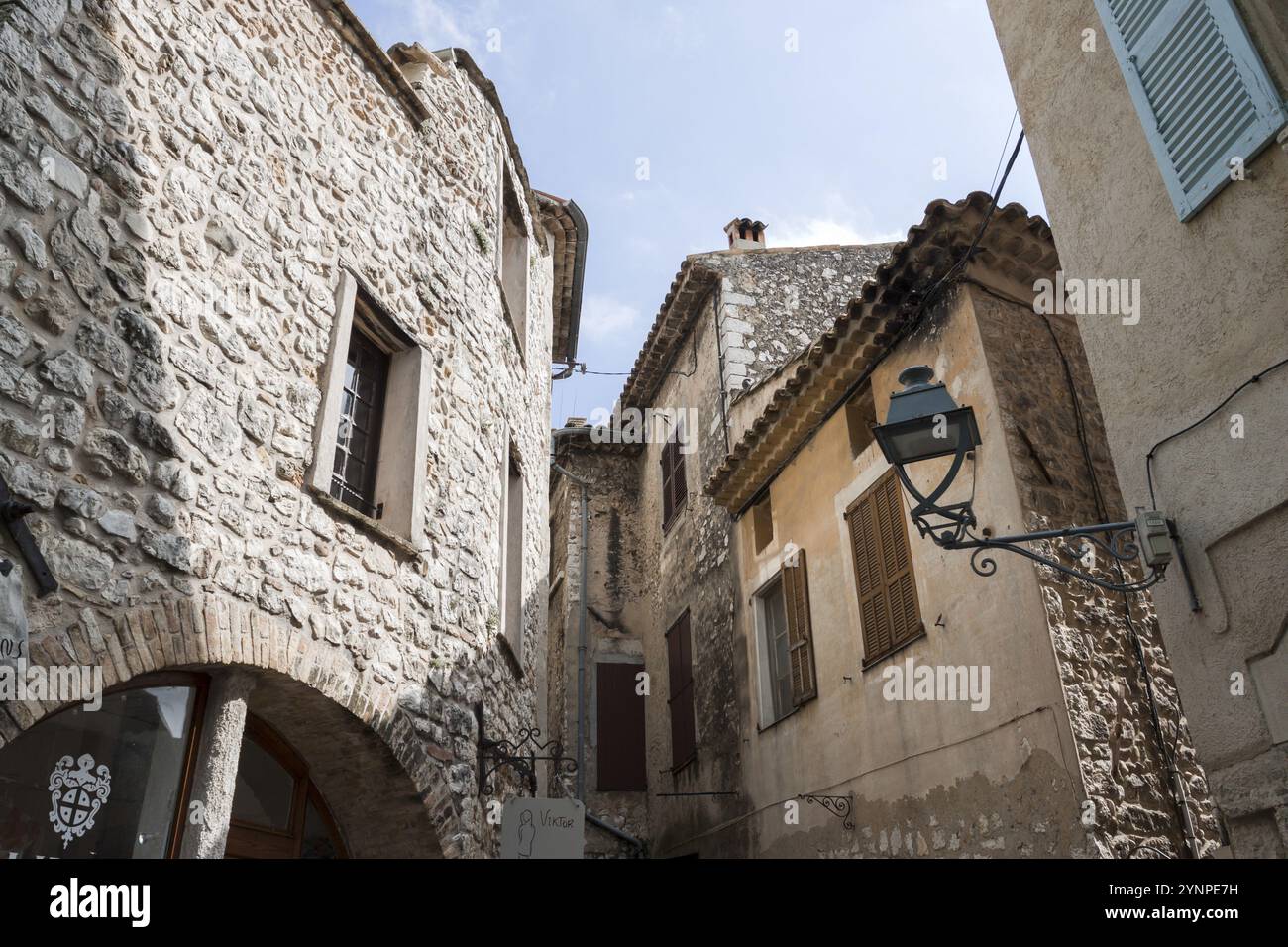 Schöner Blick auf ein altes mittelalterliches Dorf. Saint Paul de Vence, Provence-Alpes-Cote d'Azur. Frankreich Stockfoto