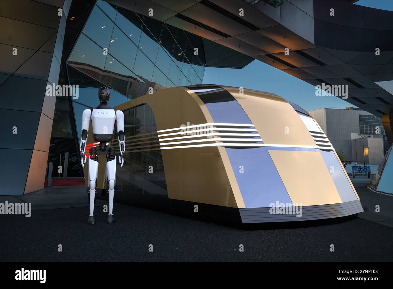 Tesla Robovan: Ein überraschendes neues Fahrzeug von Elon Musk Stockfoto