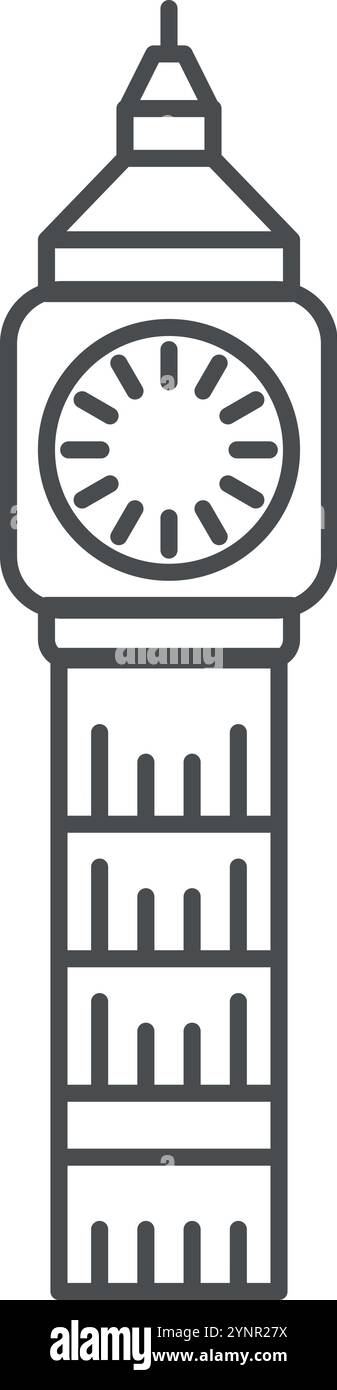 Big ben Tower Line Icon. Britisches Wahrzeichen Stock Vektor