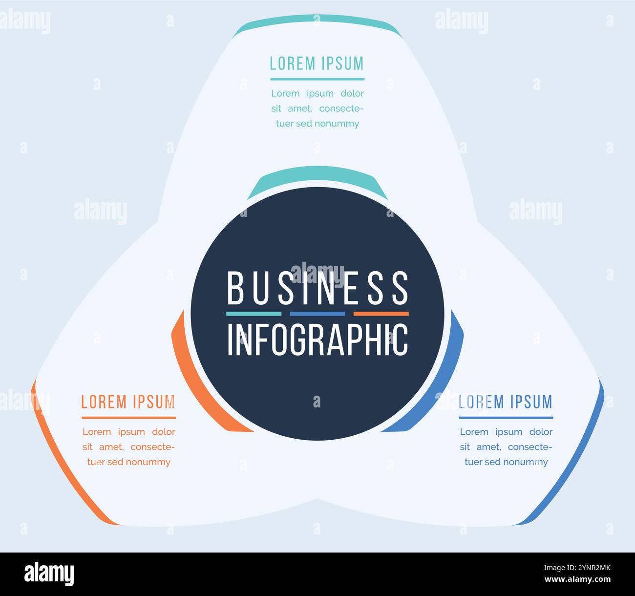 3 Schritte Infografik Kreisentwurf 3 Schritte, Objekte, Elemente oder Optionen Infografik-Vorlage für Geschäftsinformationen Stock Vektor