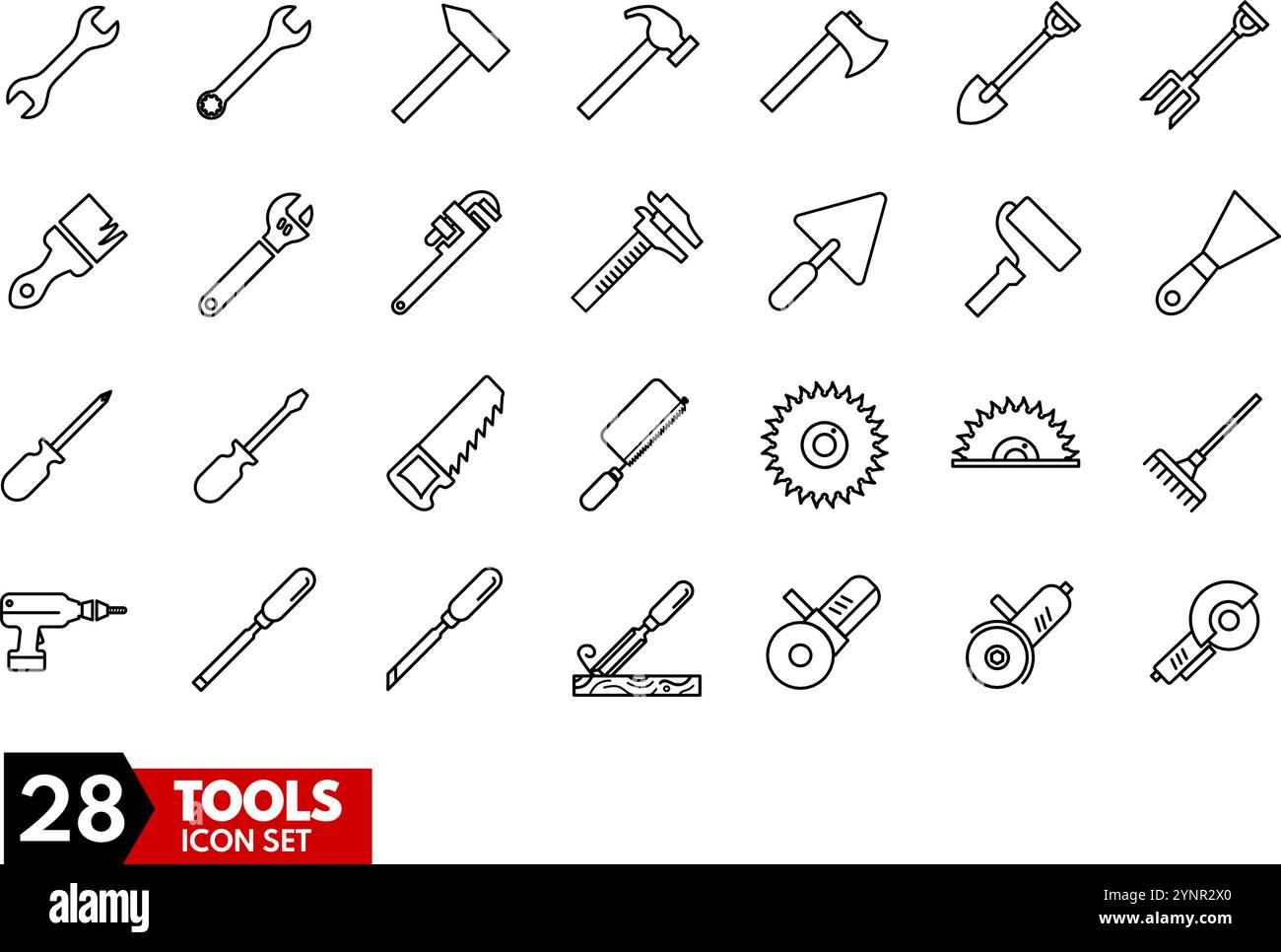 Werkzeuge, Basteln, Heimwerkerarbeit – Symbolsatz Stock Vektor