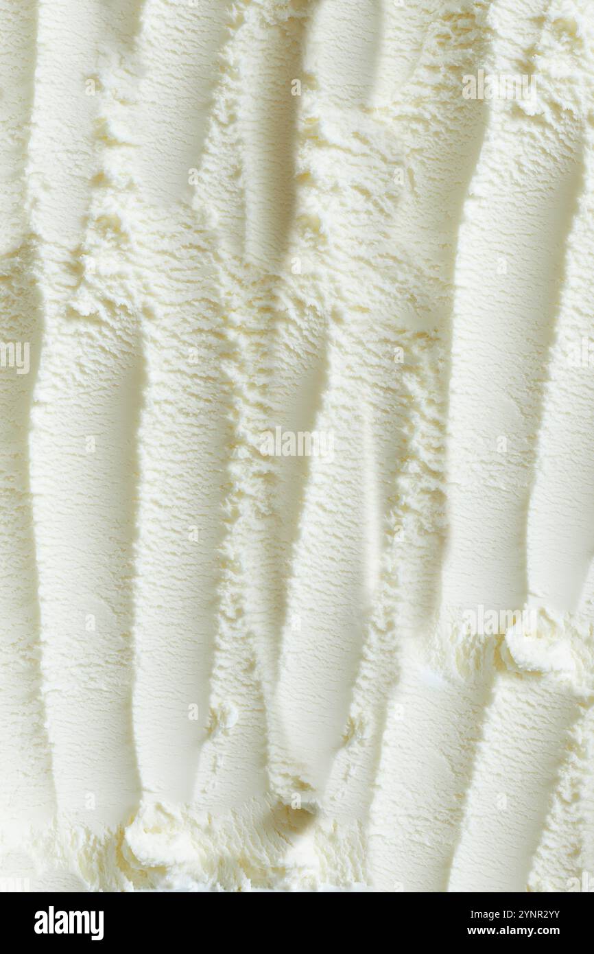Weiße Eisstruktur von oben füllt das Bild aus Stockfoto