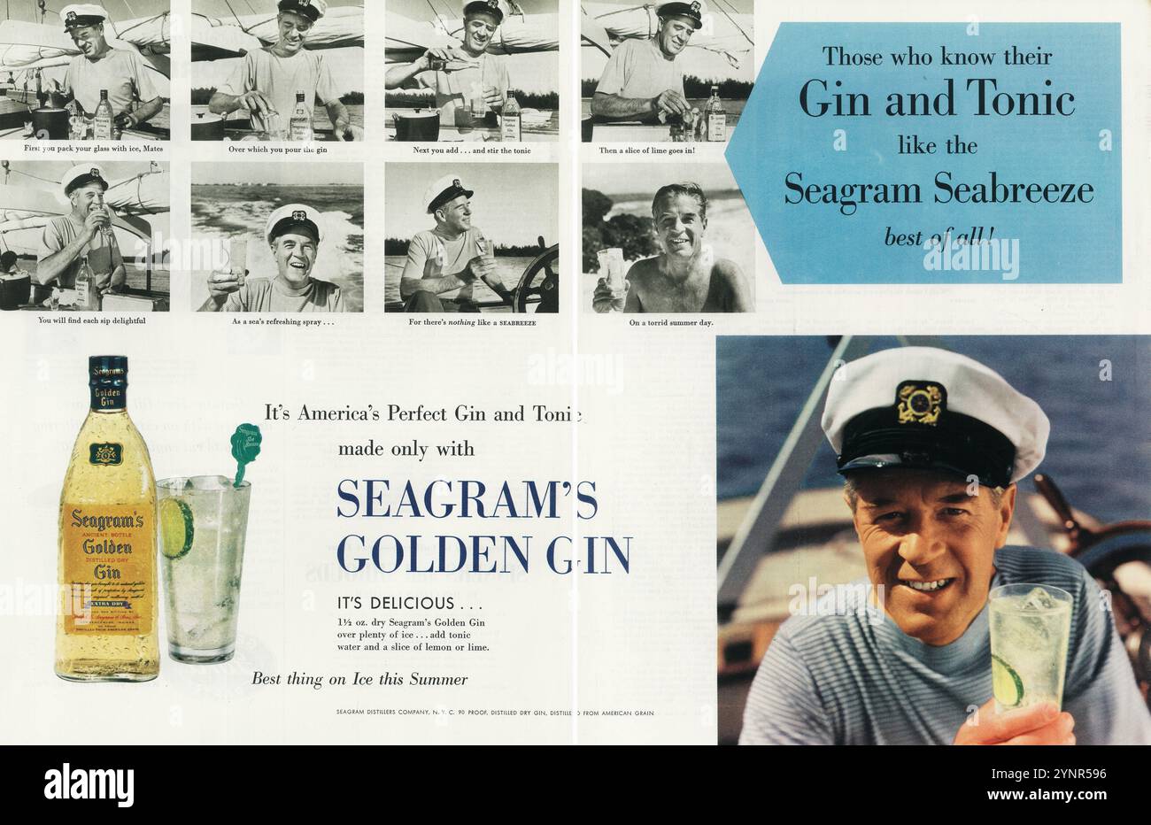 1955 Seagramms goldene Gin - Werbespot - „WHO Know Gin and Tonic like Seagram Seabreeze“ Stockfoto