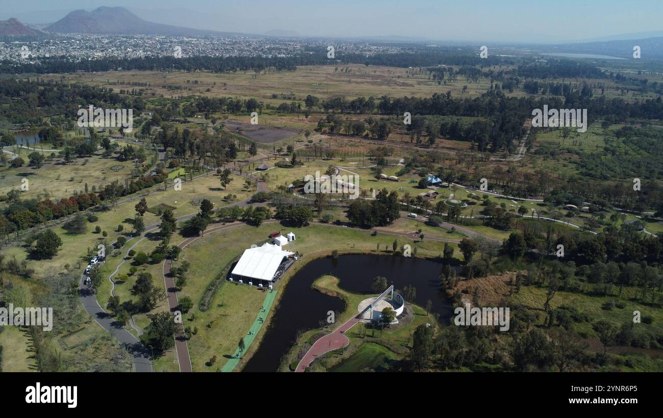 Aus der Vogelperspektive des Xochimilco Ecological Park, ein Naturschutzgebiet der Ejidos von Xochimilco und San Gregorio Atlapulco. Ein Drittel des Parks ist Stockfoto