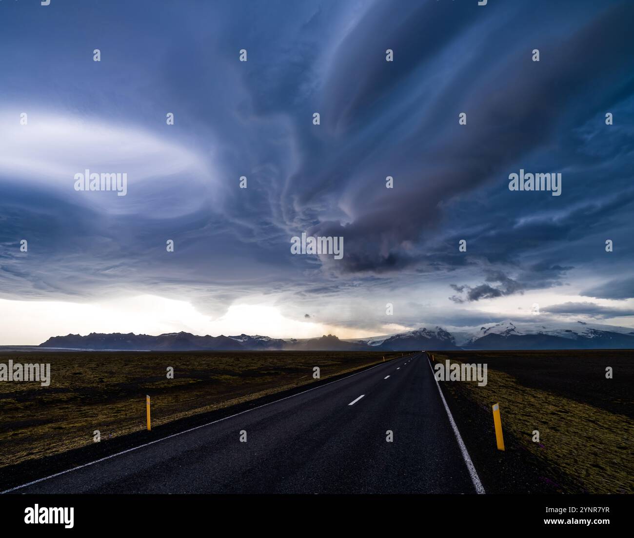 Island Ring Road Dramatische Wolken Himmel Stockfoto