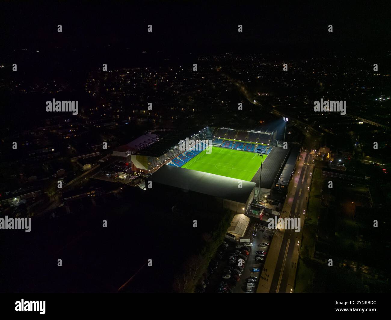 A General Air View of Turf Moor, Home of Burnley, After the Sky Bet Championship Match Burnley vs Coventry City at Turf Moor, Burnley, United Kingdom, 26. November 2024 (Foto: Craig Thomas/News Images) in, am 26.11.2024. (Foto: Craig Thomas/News Images/SIPA USA) Credit: SIPA USA/Alamy Live News Stockfoto