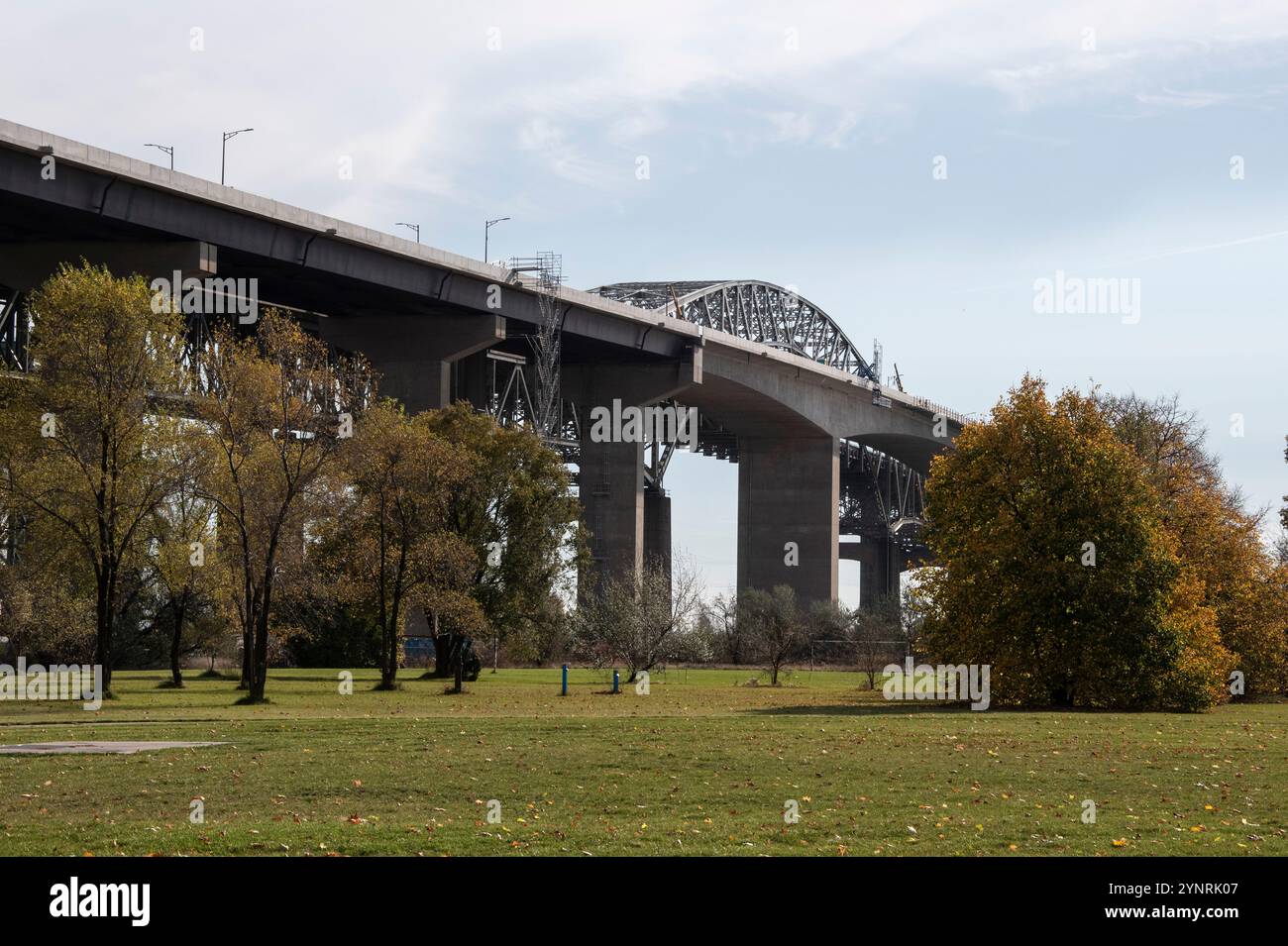 Burlington Bay James N. Allan Skyway Bridge in Hamilton, Ontario, Kanada Stockfoto