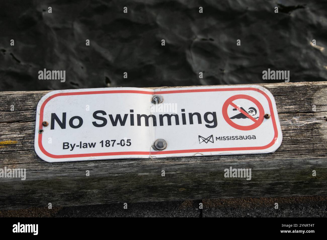 Kein Badeschild im JJ Plaus Park in Port Credit, Mississauga, Toronto, Ontario, Kanada Stockfoto