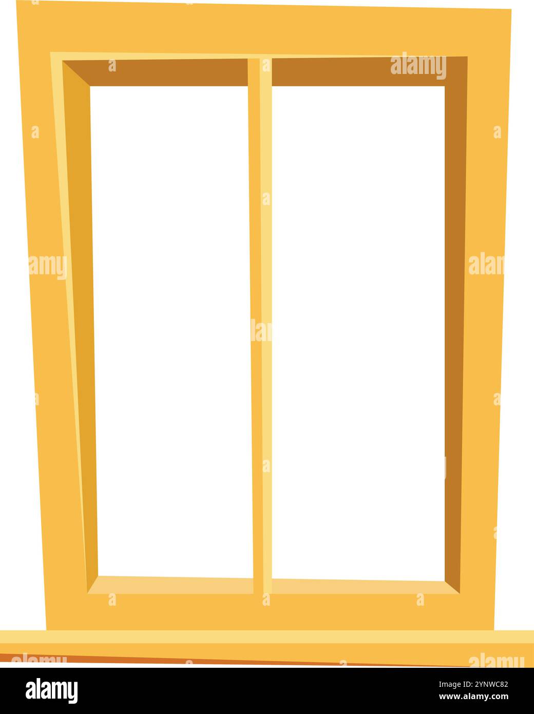Ein gelbes Fenster mit einem weißen Rahmen Stock Vektor