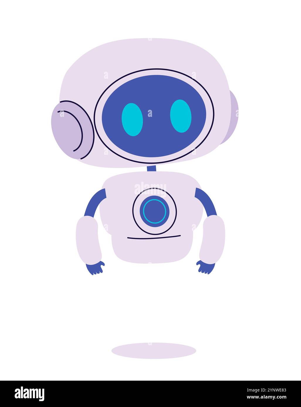 Niedliche Karikatur AI Roboter Vektor Illustration. Lustiger Charakter für das Konzept der künstlichen Intelligenz Stockfoto