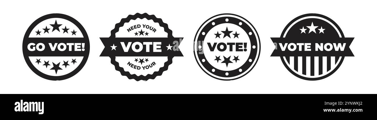 Abstimmungsbeutel-Set. Wahlaufkleber Stock Vektor