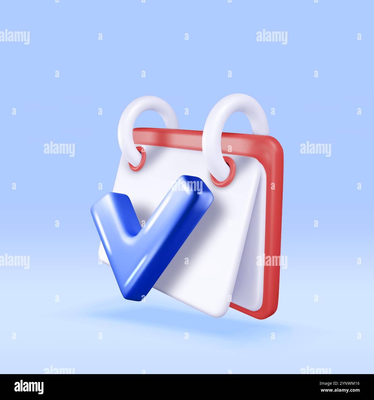 3D-Papier Spiralwandkalender und Häkchen Stock Vektor