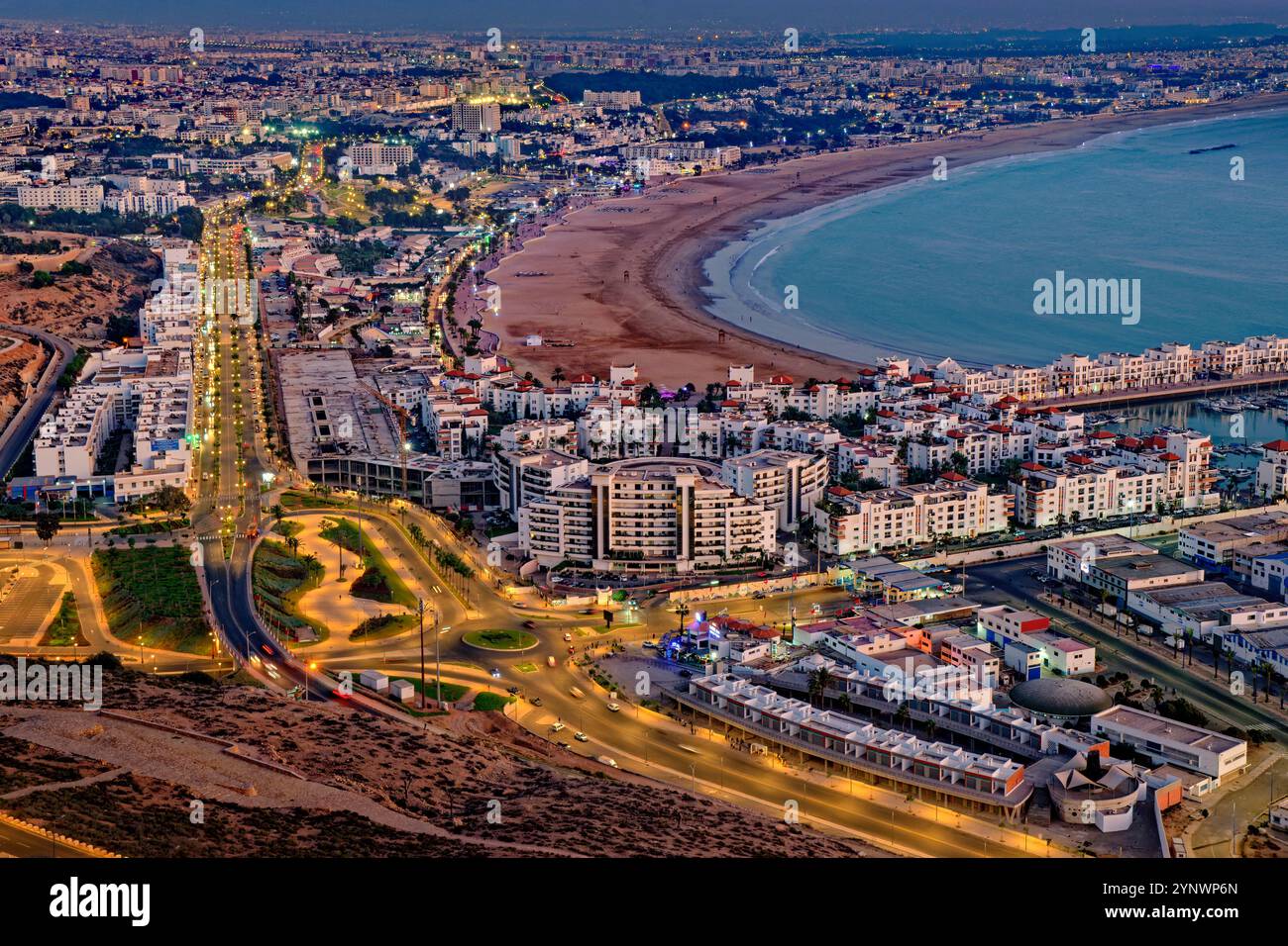 Die Stadt Agadir an der Atlantikküste der Provinz Souss-Massa, Marokko. Stockfoto