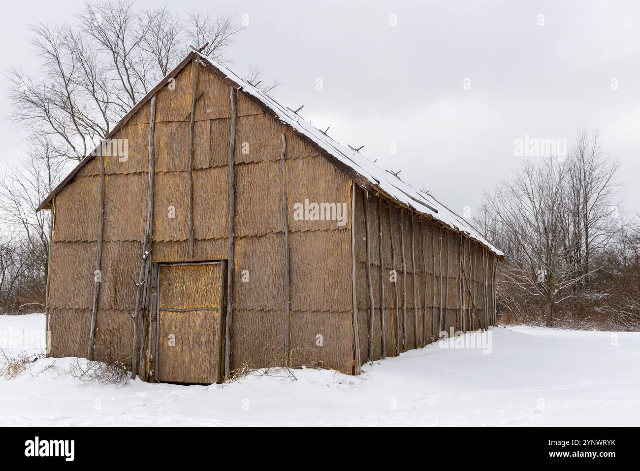 Ganondagan State Historic Site während des Winters, in Victor, NY. Stockfoto