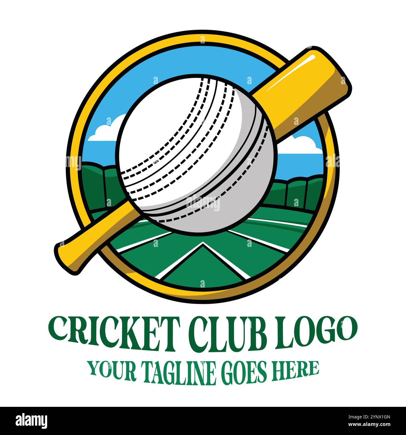 Cricket-Logo, Sport-Logo, Cricket-Team-Emblem, Benutzerdefiniertes Cricket-Logo, Modernes Cricket-Design, Cricket Club Branding, stilvolles Cricket Emblem, Logo Stock Vektor