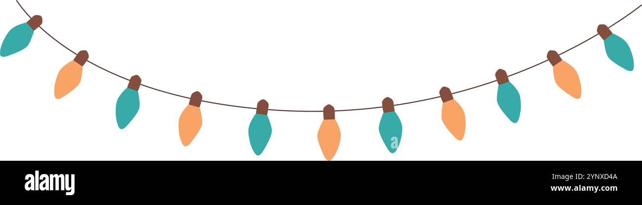 Eine Reihe von Weihnachtslichtern mit einem blauen und orangen Licht Stock Vektor