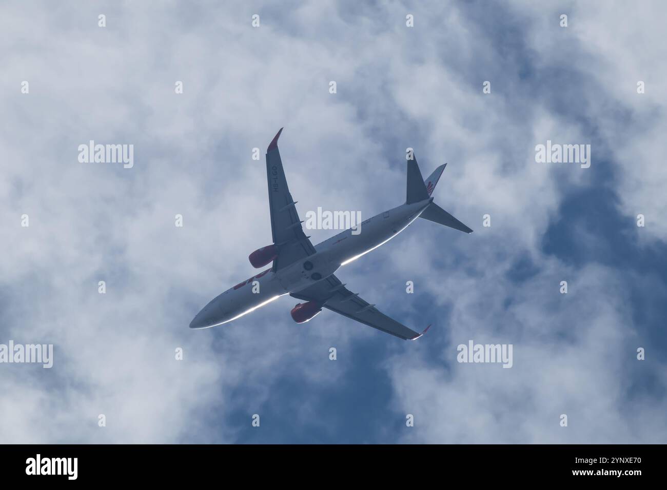 Chiangmai, Thailand - 6. Januar 2024: HS-LGO Boeing 737-800 der Thai Lionair Airline. Fahren Sie vom Flughafen Chiangmai nach Bangkok. Stockfoto