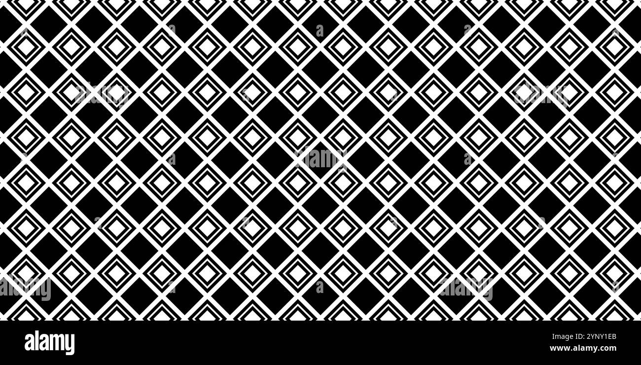 Abstrakte moderne Minimal Schwarz-weiß monochrome Geometrie Polygon diagonale Quadrate Muster Textur Hintergrund Stockfoto