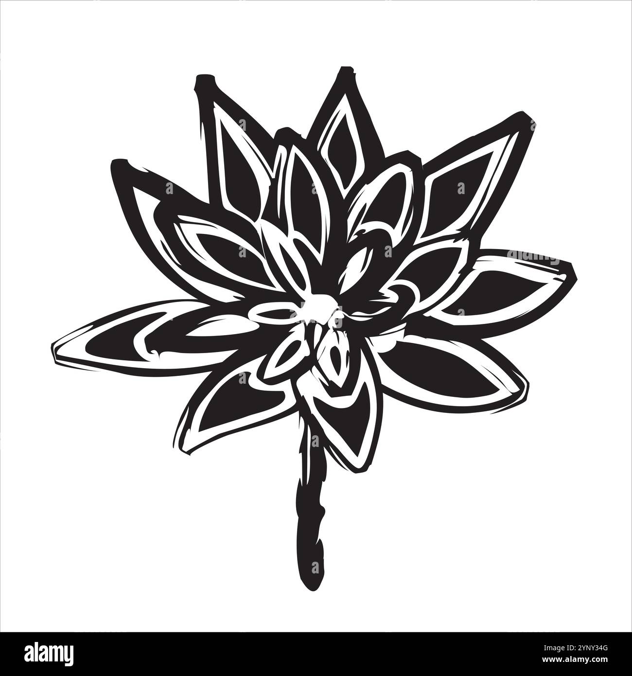 Lotusblume in Schwarz-weiß Hintergrund Vektor Stock Vektor