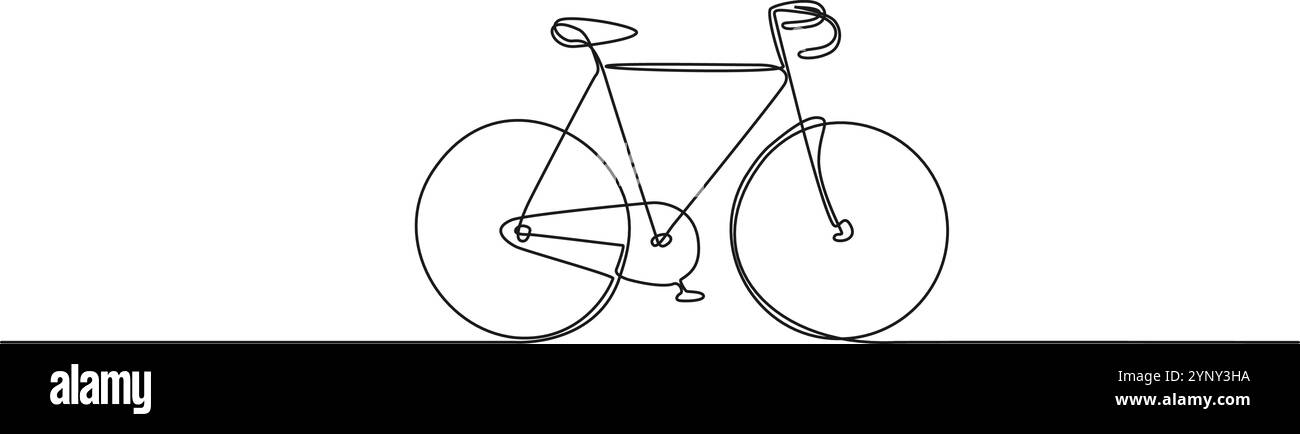 Durchgehende einzeilige Zeichnung des Rennrades, Linie Art Vektor Illustration Stock Vektor
