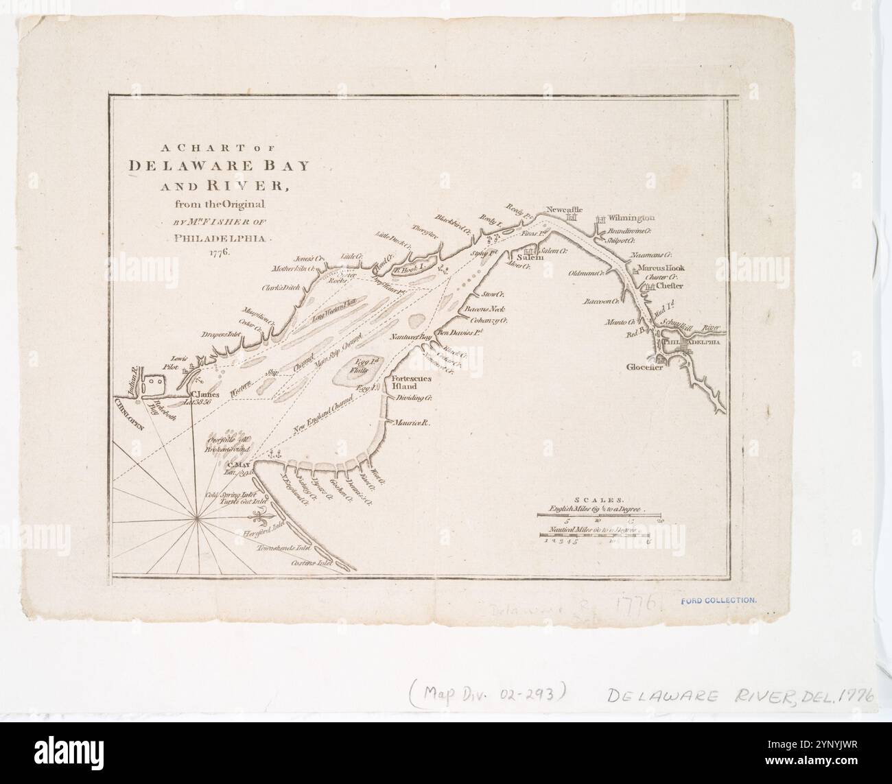 Eine Karte von Delaware Bay und River; aus dem Original von Mr. Fisher aus Philadelphia, 1776. 1779 von Fisher, Joshua (1707-1783) Stockfoto