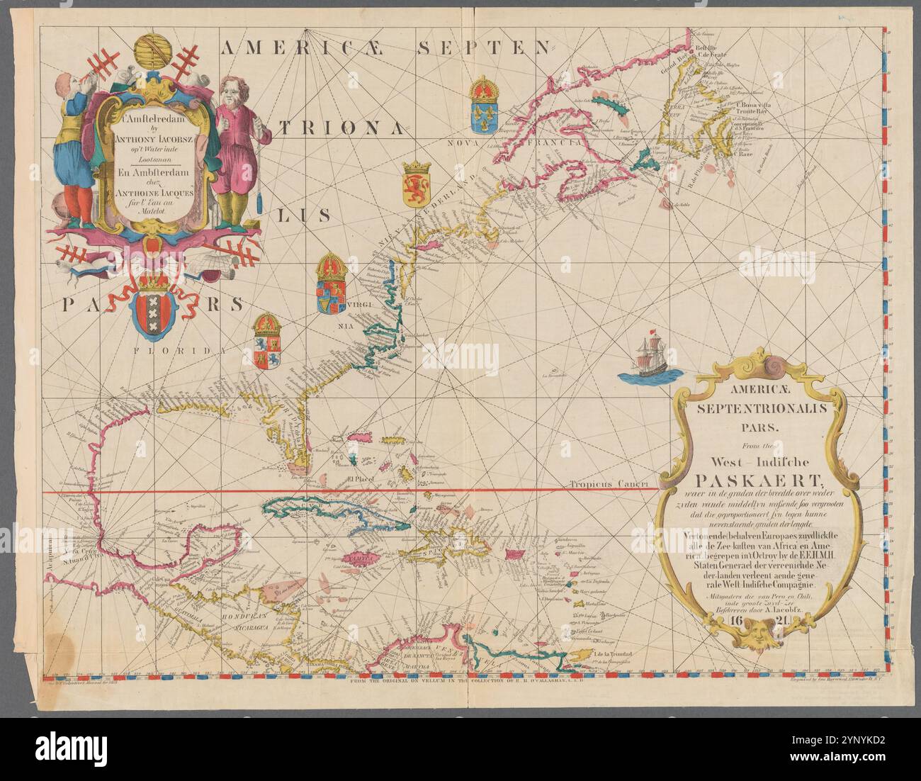 Americae septentrionalis pars: Aus dem West-Indischen Paskaert 1858 von Valentine, D. T. (David Thomas), 1801-1869 Stockfoto