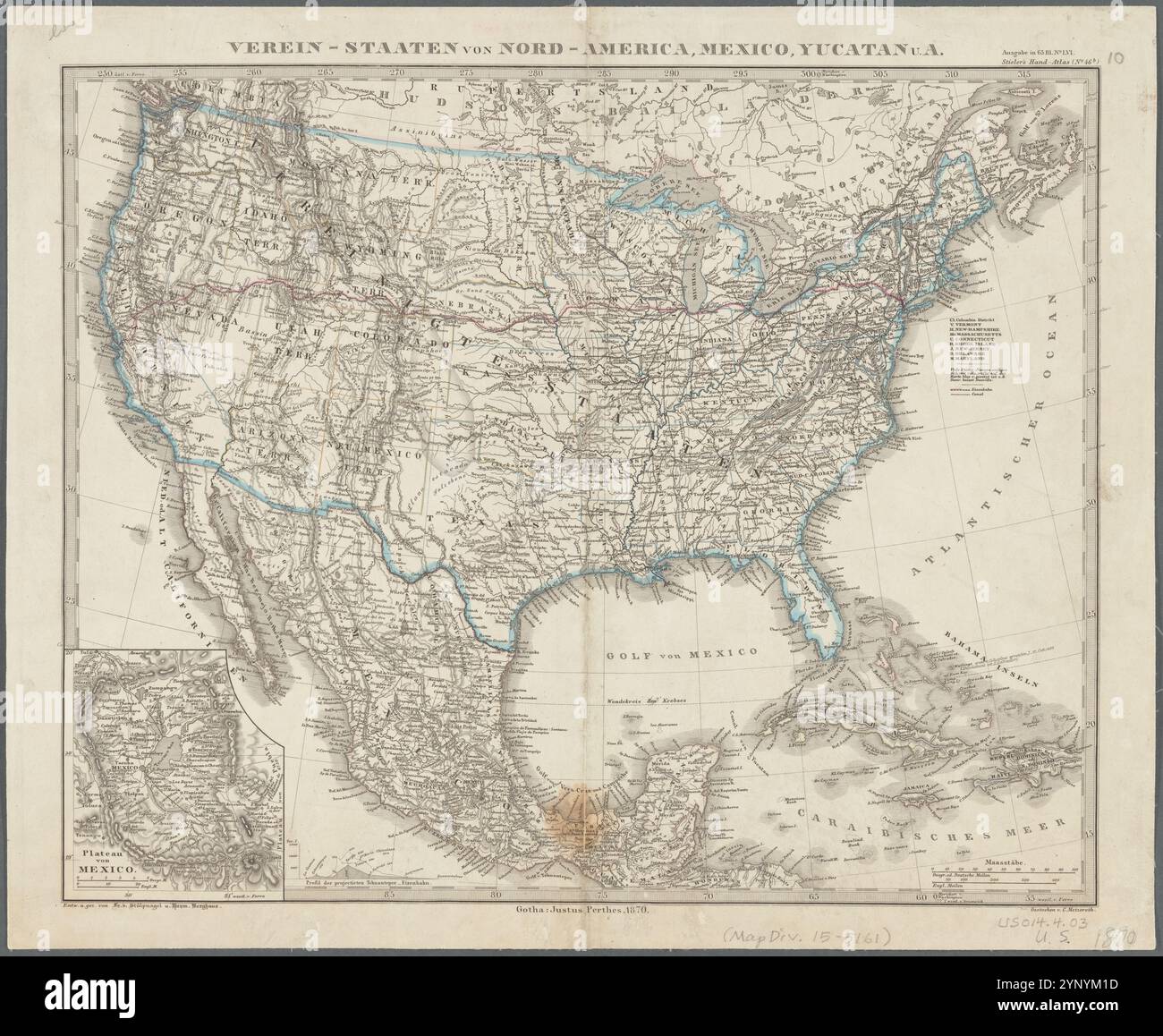 Verein-Staaten von Nord-America, Mexico, Yucatan u. a. 1870 von StÃ¼lpnagel, F. von Stockfoto