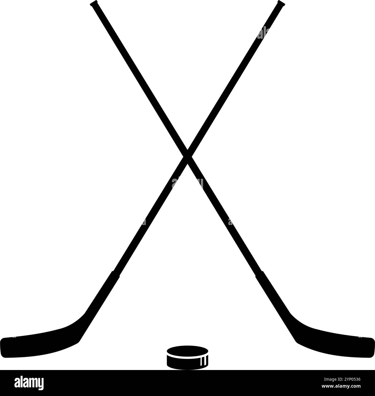 Zwei gekreuzte Hockeyschläger und Puck Stock Vektor