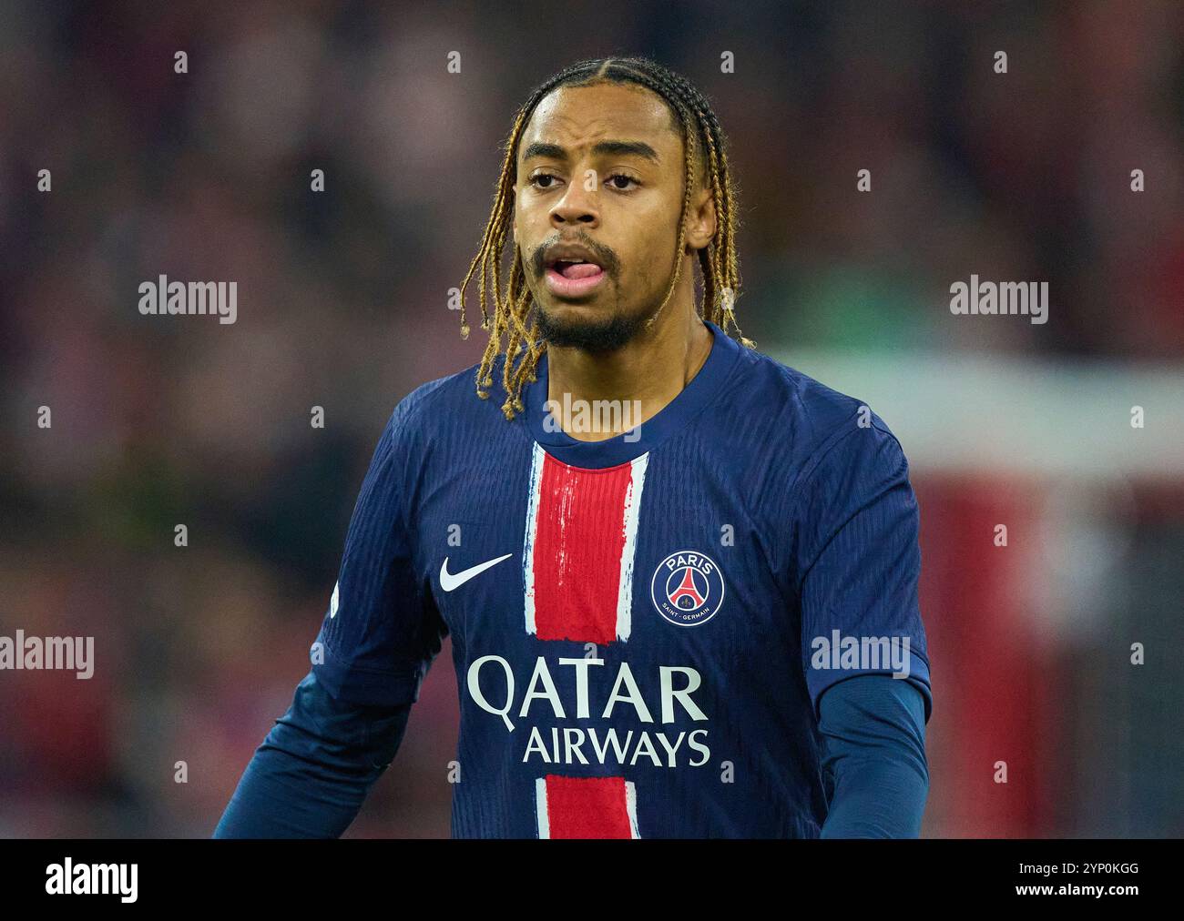 In der Liga Phase MD5 Spiel FC BAYERN MÜNCHEN - PARIS SG 1-0 des Fussballs UEFA Champions League in der Saison 2024/2025 in München, 26. November 2024, FCB, 5. Spieltag, München Fotograf: Peter Schatz Stockfoto
