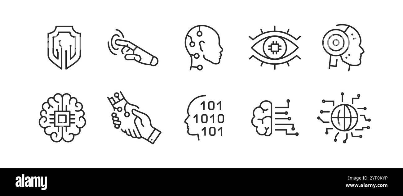 Symbol Für Robotertechnologie Gesetzt Stock Vektor