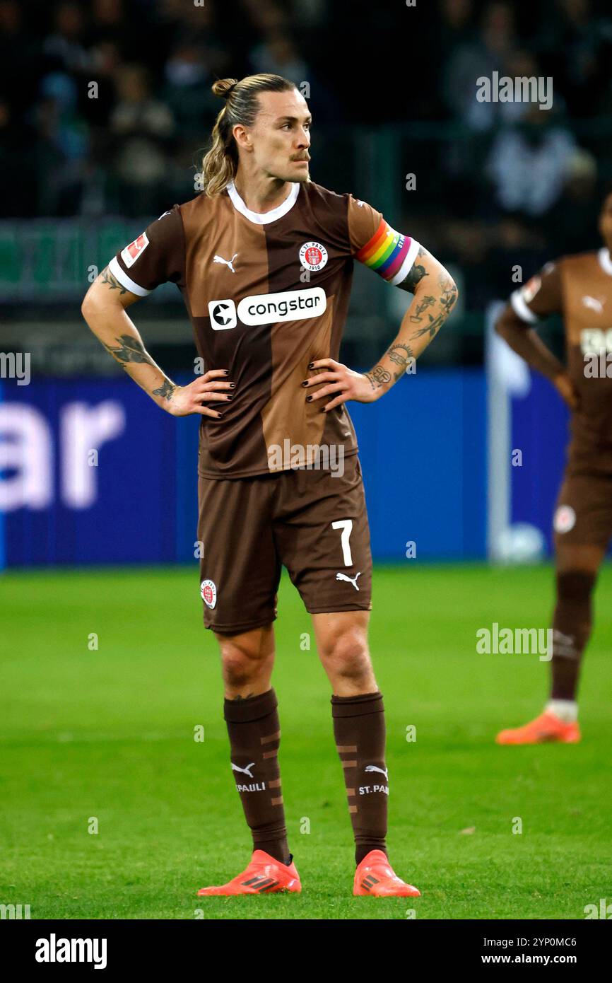 Mönchengladbach, Deutschland, Deutschland 1. Fussball-Bundesliga, 11.Spieltag, Borussia Mönchengladbach : FC St. Pauli -2-0 24,11. 2024 im Borussia Park in Mönchengladbach Jackson IRVINE (GfbV) Foto: Norbert Schmidt, Düsseldorf Stockfoto