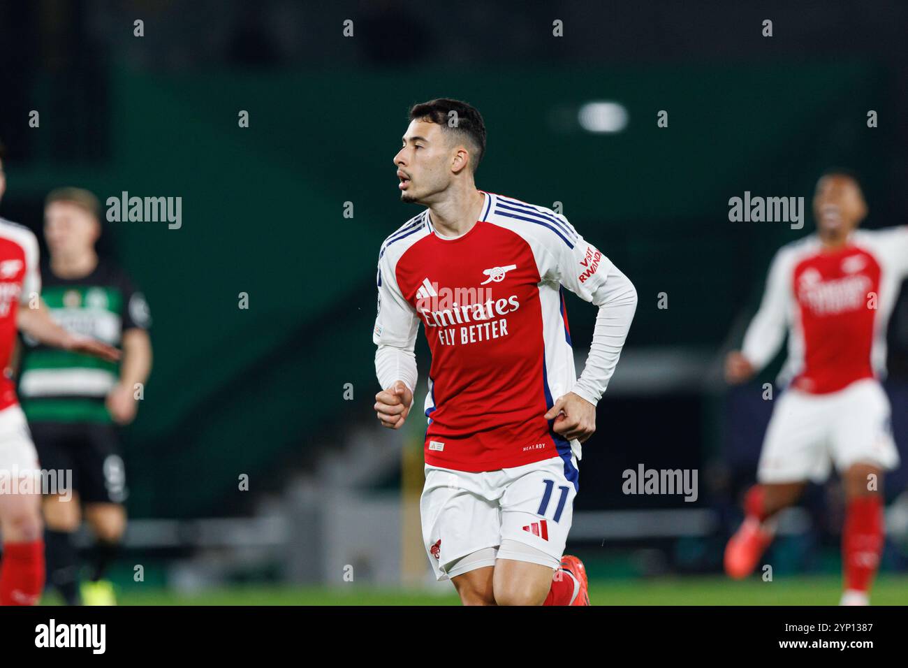 Gabriel Martinelli beim Spiel der UEFA Champions League zwischen den Teams Sporting CP und Arsenal FC (Maciej Rogowski) Stockfoto