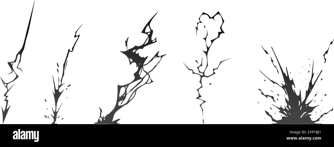Blitzschlag Silhouetten Sequenzvektor-Illustration. Stock Vektor