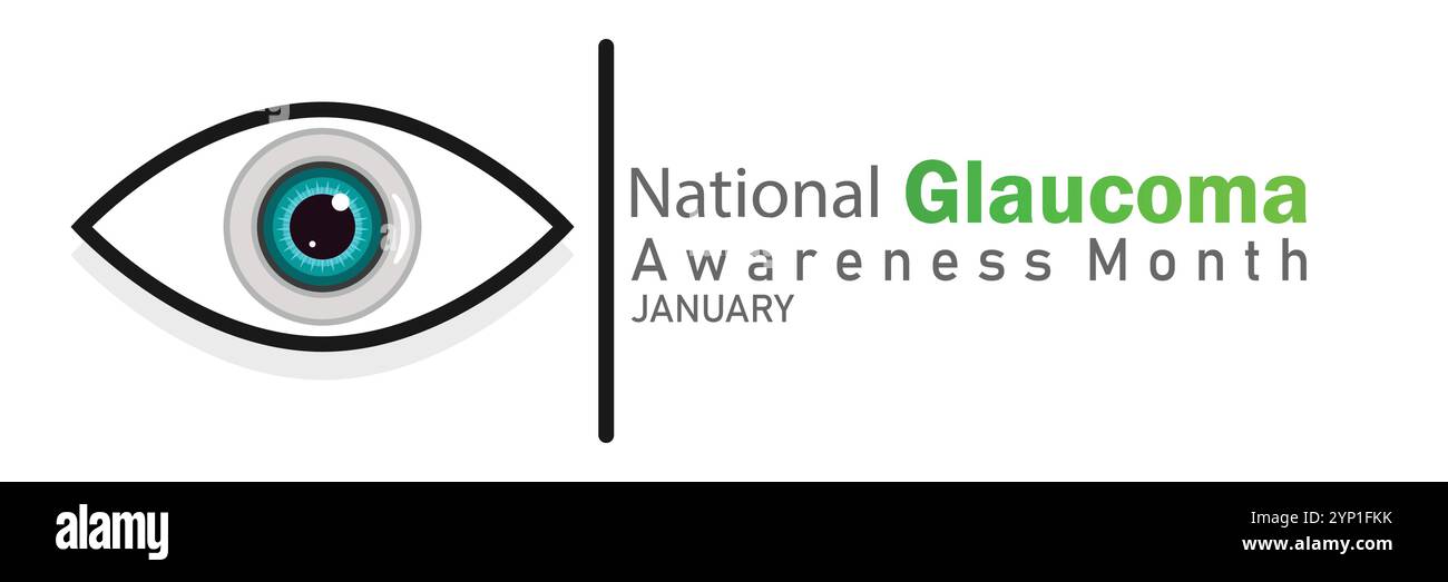 National Glaucoma Awareness Month Januar. Geeignet für Grußkarten, Poster und Banner. Moderne Vektor-Illustration. Stock Vektor