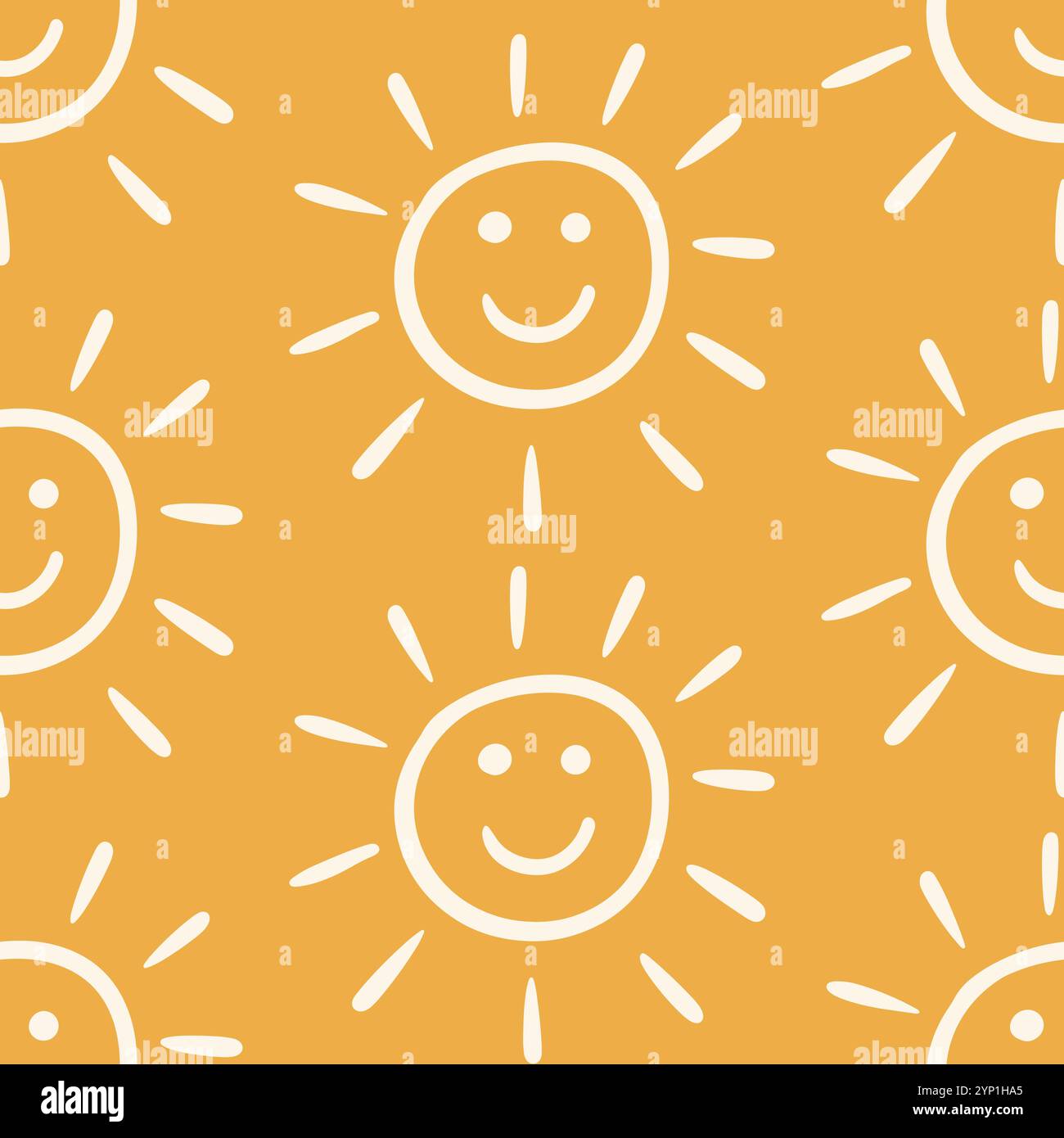 Kinder Zeichnen Sonnengesichter Nahtloses Muster Hintergrund Stock Vektor