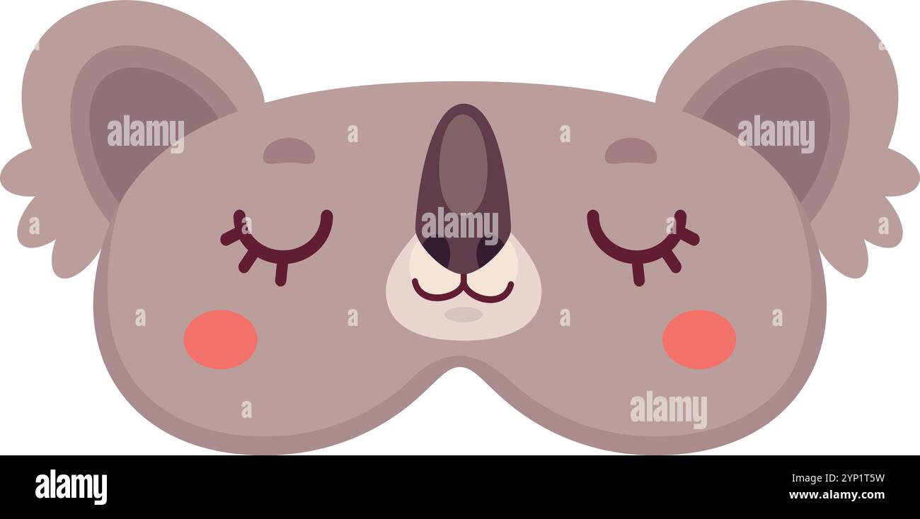 Koala Schlafmaske Zeichentricksymbol. Niedliche Tieraugen isoliert auf weißem Hintergrund Stock Vektor