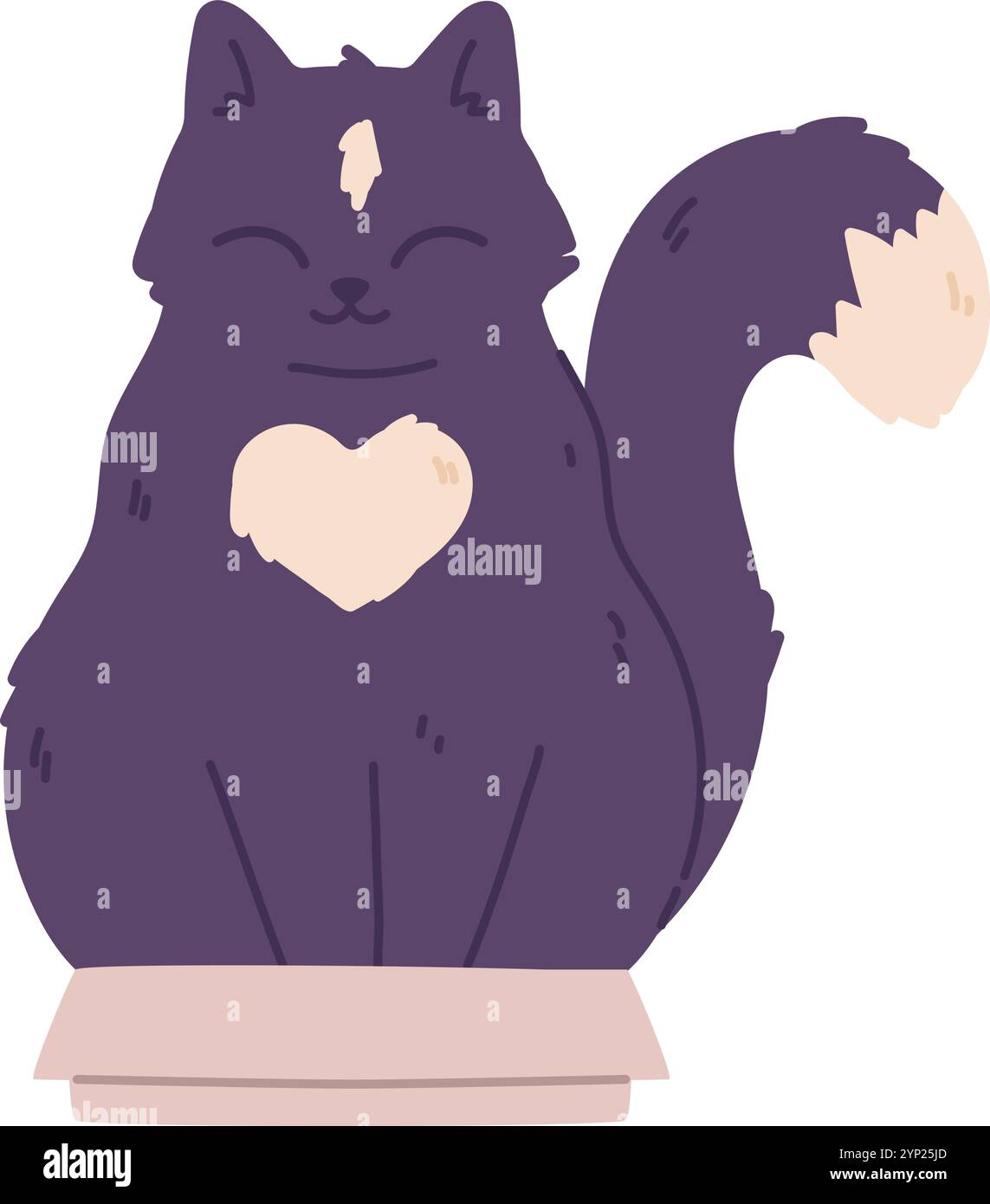 Schöne Katze, die in einer kleinen Kiste schläft. Niedliches Haustier isoliert auf weißem Hintergrund Stock Vektor