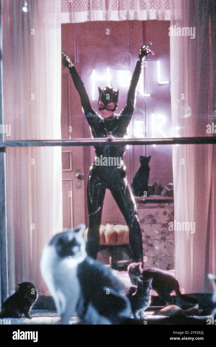 BATMAN KEHRT 1992 Warner Bros.-Film mit Michelle Pfeiffer als Selina Kyle/Catwoman ZURÜCK Stockfoto