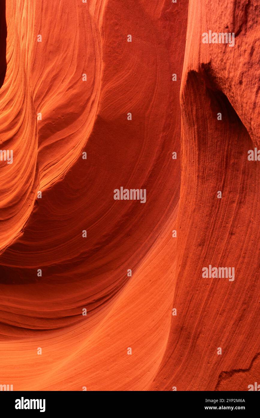 Abstrakte Details der orangen Slot Canyon Wand, Antelope Canyon X, Page, Arizona, Vereinigte Staaten von Amerika, Nordamerika Stockfoto