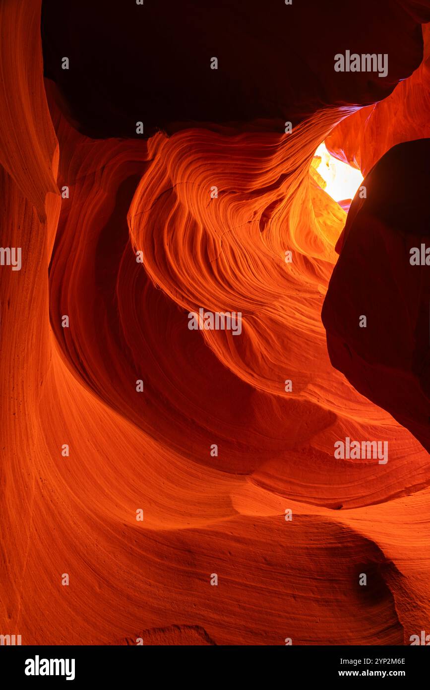 Abstrakte Details der orangen Slot Canyon Wand, Antelope Canyon X, Page, Arizona, Vereinigte Staaten von Amerika, Nordamerika Stockfoto