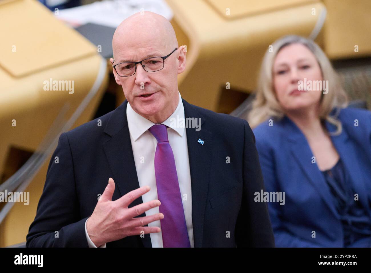 Edinburgh Schottland, Vereinigtes Königreich 28. November 2024. Erster schottischer Minister John Swinney im schottischen Parlament für erste Ministerfragen. Credit sst/alamy Live News Stockfoto