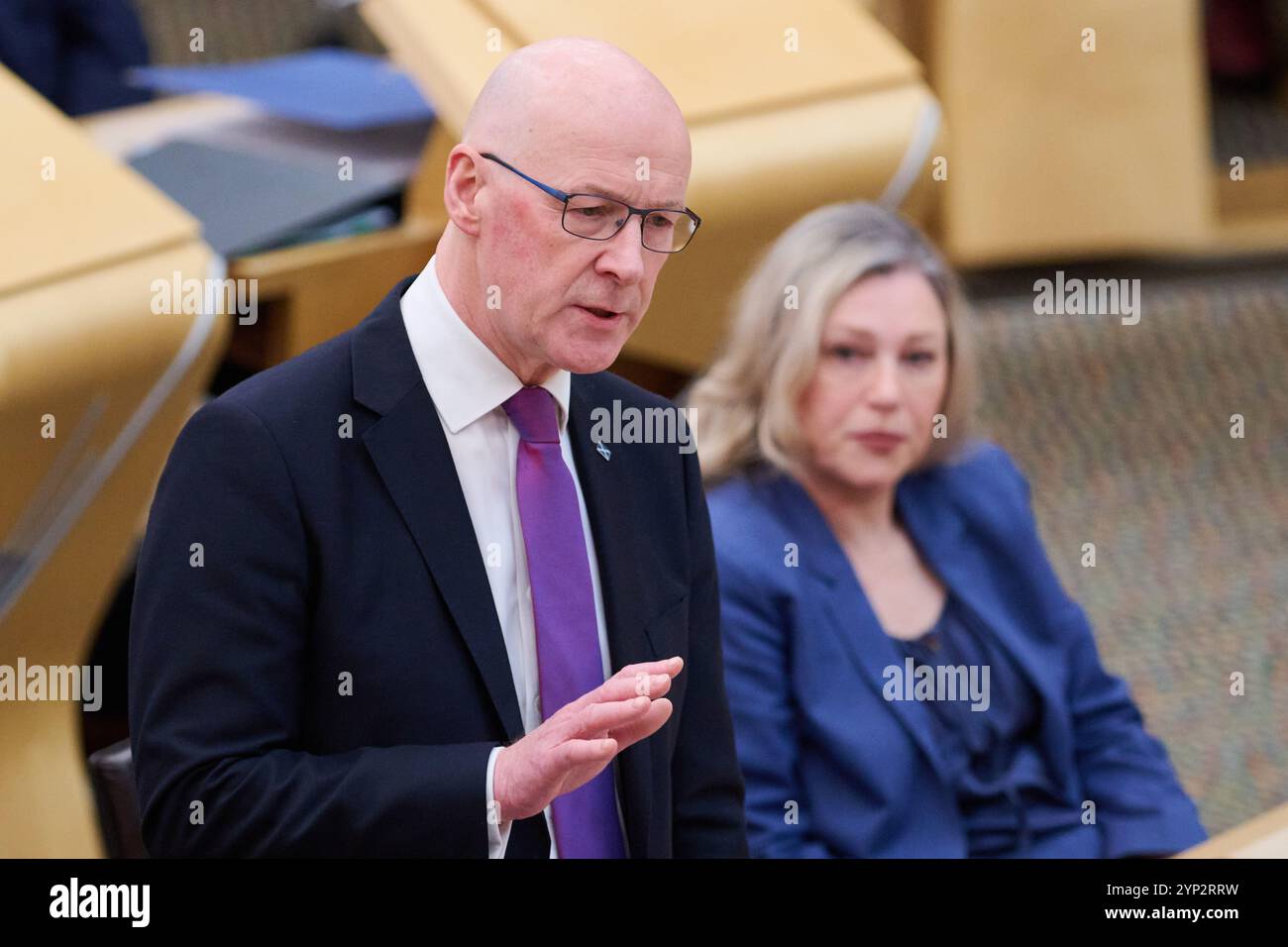 Edinburgh Schottland, Vereinigtes Königreich 28. November 2024. Erster schottischer Minister John Swinney im schottischen Parlament für erste Ministerfragen. Credit sst/alamy Live News Stockfoto