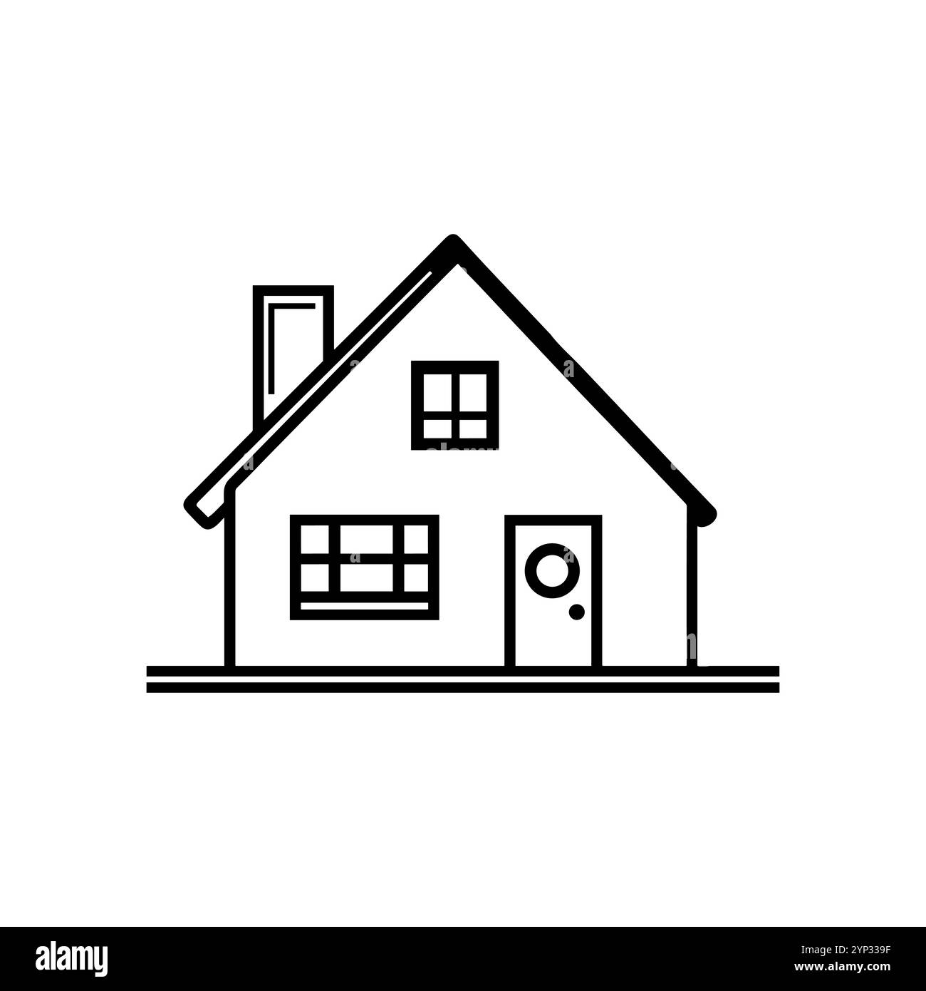 Symbol „Gliederung Home“. Einfaches Landhaus. Einfache dünne Linie. Schwarz-weiß-Vektor-Design Stock Vektor