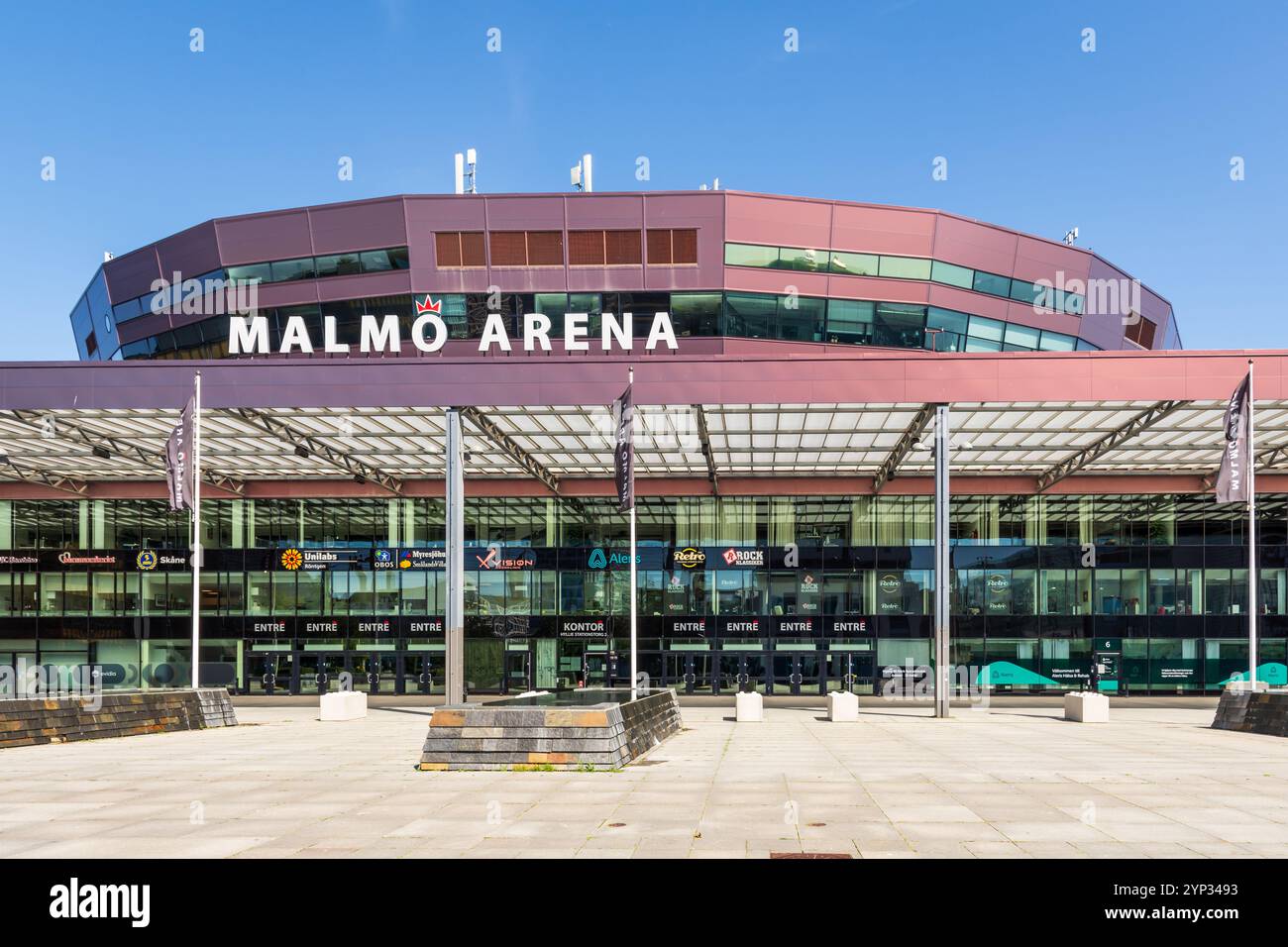 Die Malmö Arena ist eine Mehrzweckhalle in Malmö, Schweden, die 2008 als Austragungsort des Eishockeyteams Malmö Redhawks eröffnet wurde. Stockfoto