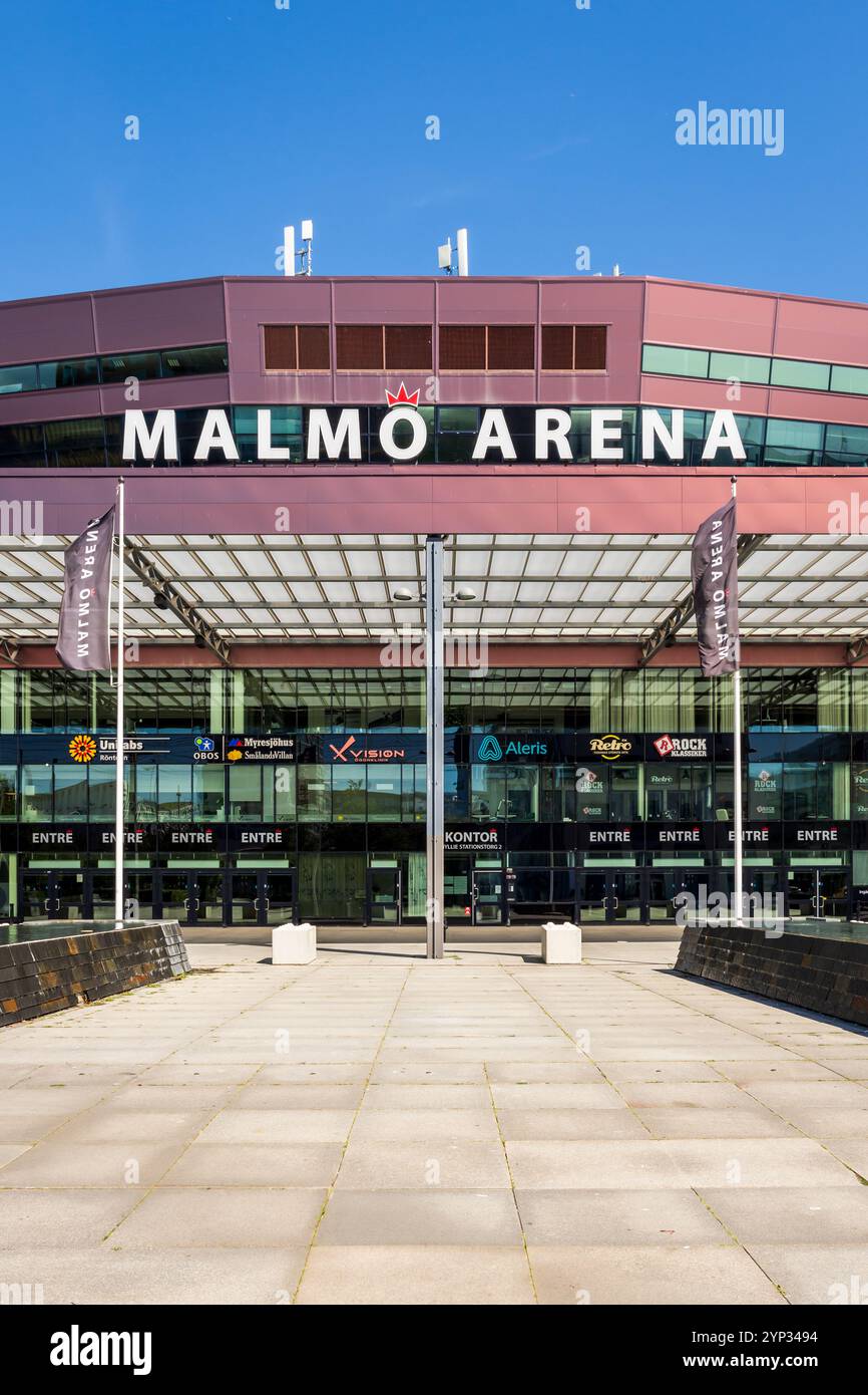 Die Malmö Arena ist eine Mehrzweckhalle in Malmö, Schweden, die 2008 als Austragungsort des Eishockeyteams Malmö Redhawks eröffnet wurde. Stockfoto